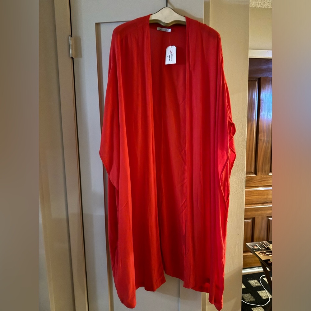 Loose Fit Kimono Cherry Red New M